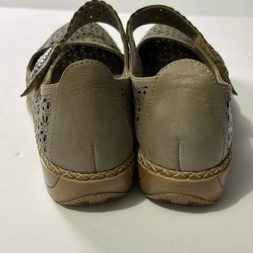 Rieker Antistress Womens Mirjam Leather Mary Jane Heels Sz 38 US 7.5 Comfort